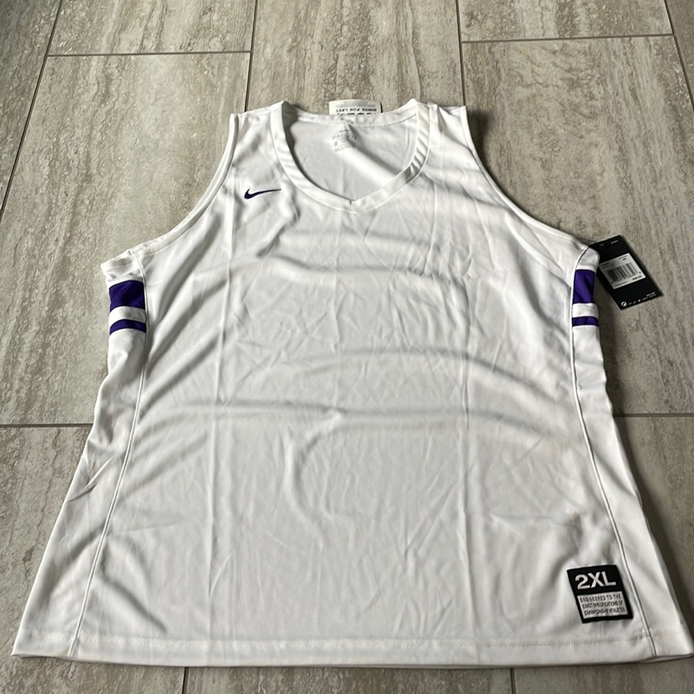 Dri-Fit,2XL,white,women’s  V-neck,sleeveless basketball tee shirt